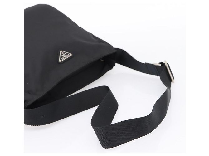 Borsa a tracolla PRADA Nylon Black Silver Auth 200908V Nero Argento - vista 7