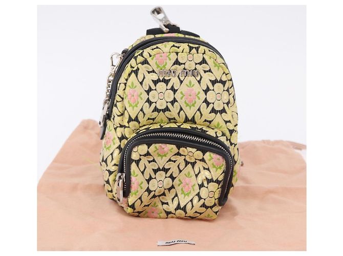 Borsa a tracolla Miu Miu Raso Giallo Argento Auth 195988M - vista 12