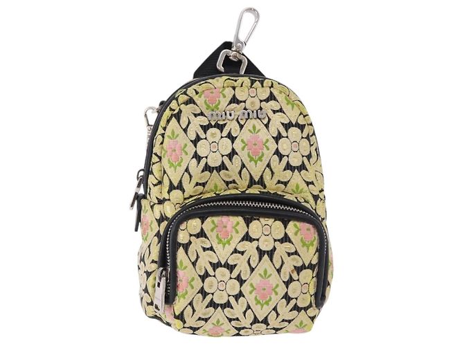 Borsa a tracolla Miu Miu Raso Giallo Argento Auth 195988M - vista 13