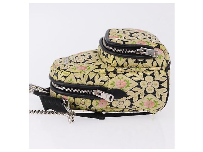 Borsa a tracolla Miu Miu Raso Giallo Argento Auth 195988M - vista 4
