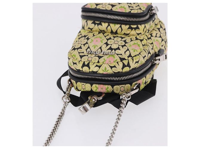 Borsa a tracolla Miu Miu Raso Giallo Argento Auth 195988M - vista 7