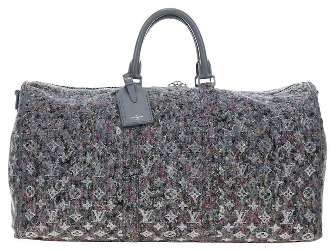 Borsa LOUIS VUITTON Monogram Felt Keepall Bandouliere 50 Gray M58742 Auth 200663M Marrone - vista 13