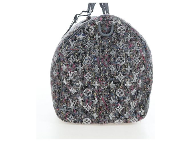 Borsa LOUIS VUITTON Monogram Felt Keepall Bandouliere 50 Gray M58742 Auth 200663M Marrone - vista 3
