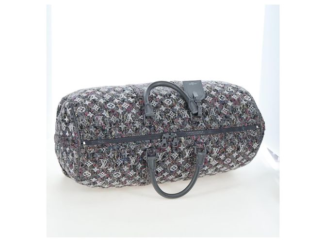 Borsa LOUIS VUITTON Monogram Felt Keepall Bandouliere 50 Gray M58742 Auth 200663M Marrone - vista 7