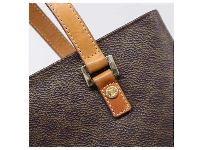 Céline Borsa a mano CELINE Macadam PVC Pelle Marrone Tono Oro Auth ep15786 - vista 10