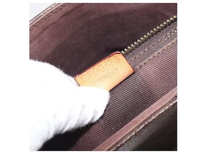 Céline Borsa a mano CELINE Macadam PVC Pelle Marrone Tono Oro Auth ep15786 - vista 12