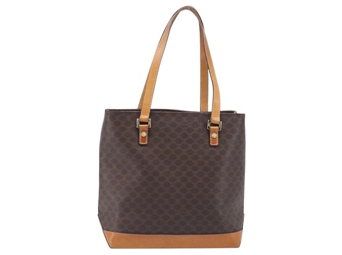 Céline Borsa a mano CELINE Macadam PVC Pelle Marrone Tono Oro Auth ep15786 - vista 13