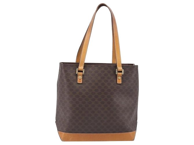 Céline Borsa a mano CELINE Macadam PVC Pelle Marrone Tono Oro Auth ep15786 - vista 2