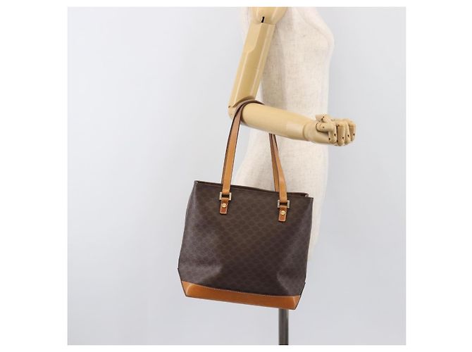 Céline Borsa a mano CELINE Macadam PVC Pelle Marrone Tono Oro Auth ep15786 - vista 23