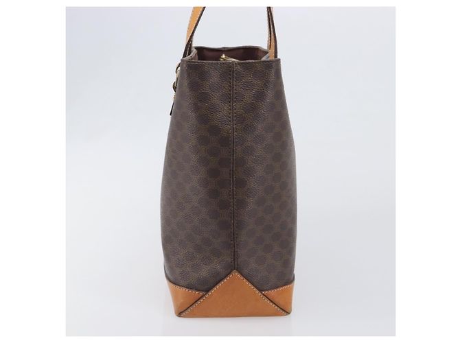 Céline Borsa a mano CELINE Macadam PVC Pelle Marrone Tono Oro Auth ep15786 - vista 3