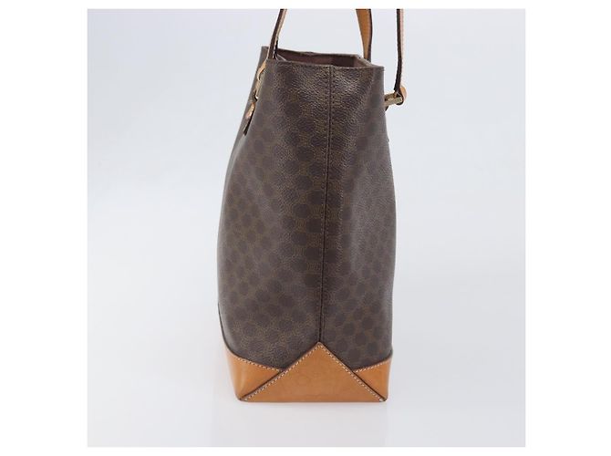 Céline Borsa a mano CELINE Macadam PVC Pelle Marrone Tono Oro Auth ep15786 - vista 4