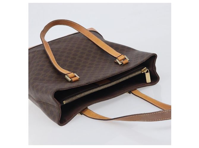 Céline Borsa a mano CELINE Macadam PVC Pelle Marrone Tono Oro Auth ep15786 - vista 6