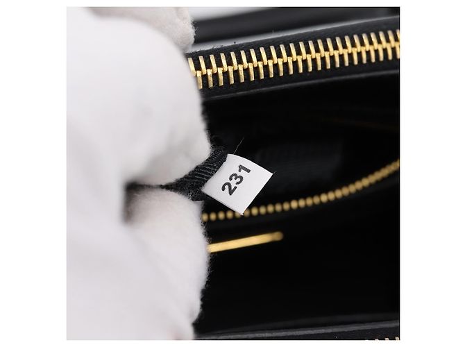 Borsa a Mano PRADA Saffiano 2way Nero Tono Oro Auth 199176M - vista 11