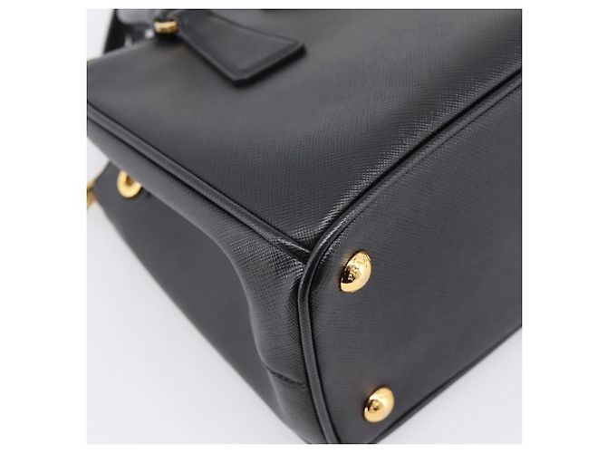 Borsa a Mano PRADA Saffiano 2way Nero Tono Oro Auth 199176M - vista 16