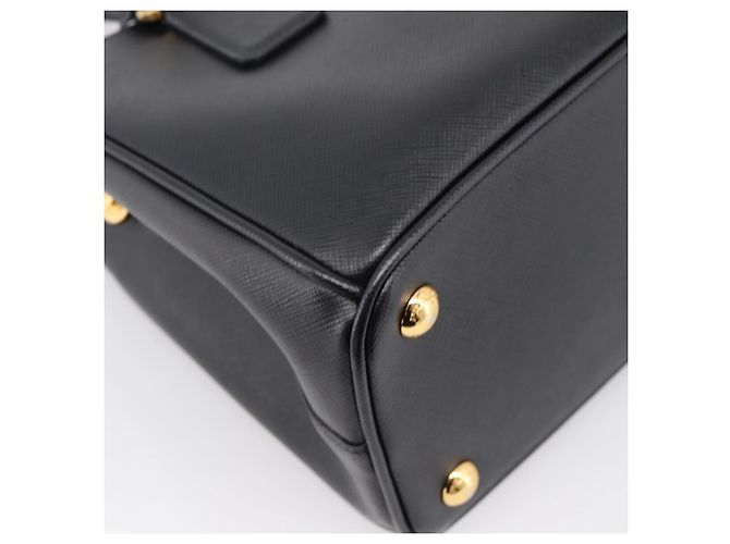 Borsa a Mano PRADA Saffiano 2way Nero Tono Oro Auth 199176M - vista 18