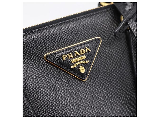 Borsa a Mano PRADA Saffiano 2way Nero Tono Oro Auth 199176M - vista 19