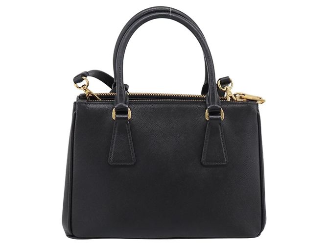 Borsa a Mano PRADA Saffiano 2way Nero Tono Oro Auth 199176M - vista 2