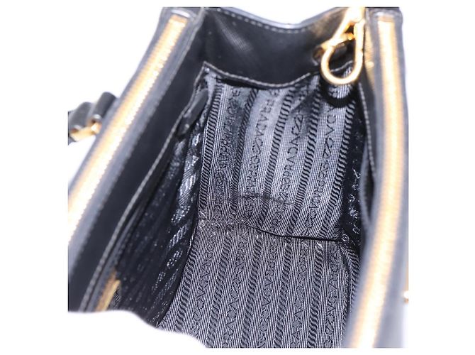 Borsa a Mano PRADA Saffiano 2way Nero Tono Oro Auth 199176M - vista 21