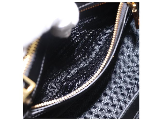 Borsa a Mano PRADA Saffiano 2way Nero Tono Oro Auth 199176M - vista 24