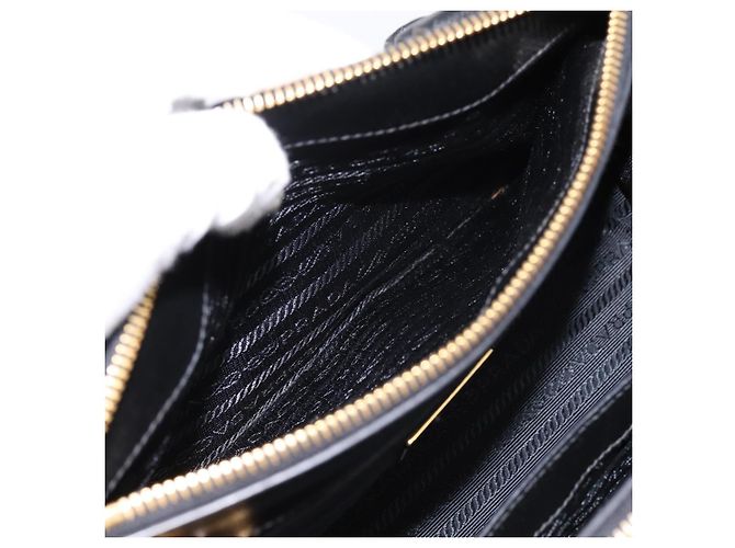 Borsa a Mano PRADA Saffiano 2way Nero Tono Oro Auth 199176M - vista 29