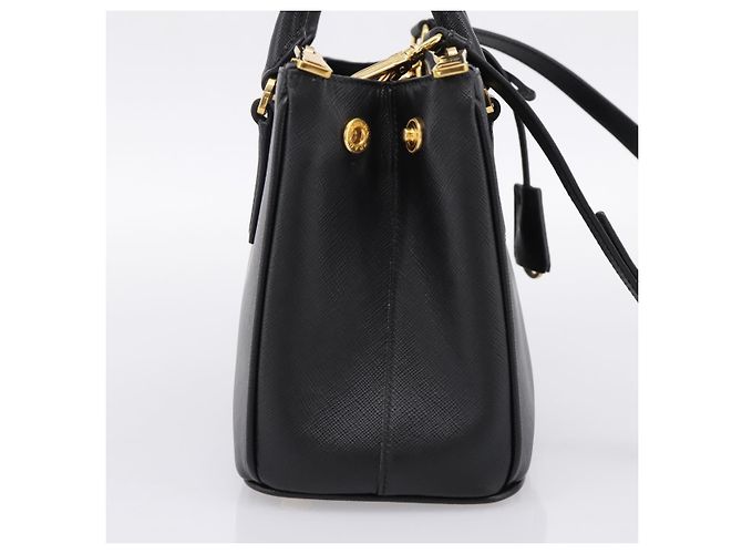 Borsa a Mano PRADA Saffiano 2way Nero Tono Oro Auth 199176M - vista 3