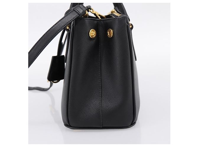 Borsa a Mano PRADA Saffiano 2way Nero Tono Oro Auth 199176M - vista 4