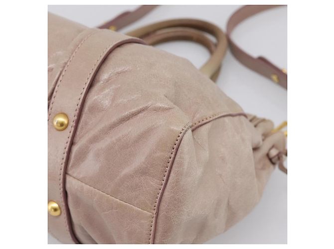 Borsa a mano Miu Miu Vitellolux 2way Beige Gold Auth 199109V D'oro - vista 15