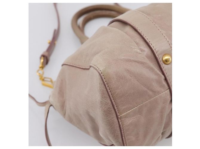 Borsa a mano Miu Miu Vitellolux 2way Beige Gold Auth 199109V D'oro - vista 16