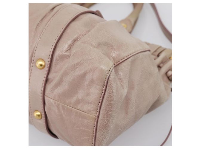 Borsa a mano Miu Miu Vitellolux 2way Beige Gold Auth 199109V D'oro - vista 17