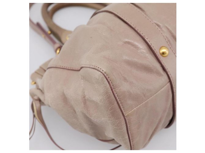 Borsa a mano Miu Miu Vitellolux 2way Beige Gold Auth 199109V D'oro - vista 18