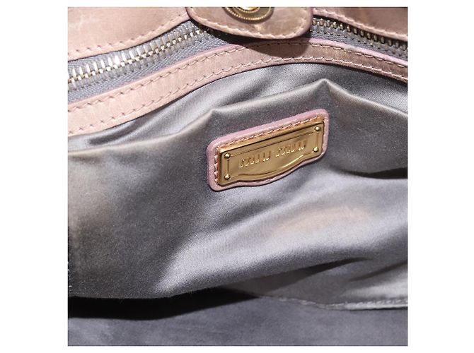 Borsa a mano Miu Miu Vitellolux 2way Beige Gold Auth 199109V D'oro - vista 19