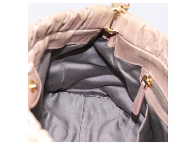Borsa a mano Miu Miu Vitellolux 2way Beige Gold Auth 199109V D'oro - vista 21