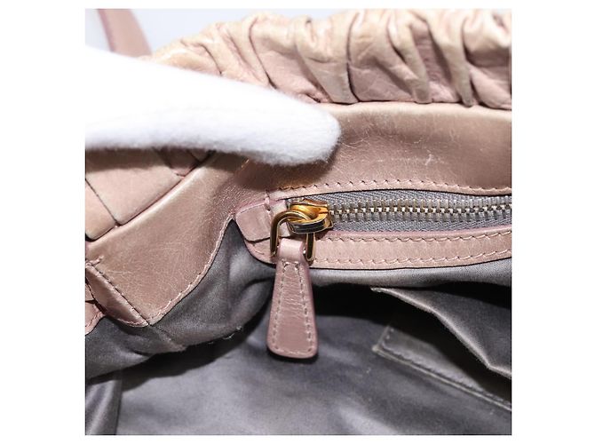 Borsa a mano Miu Miu Vitellolux 2way Beige Gold Auth 199109V D'oro - vista 22