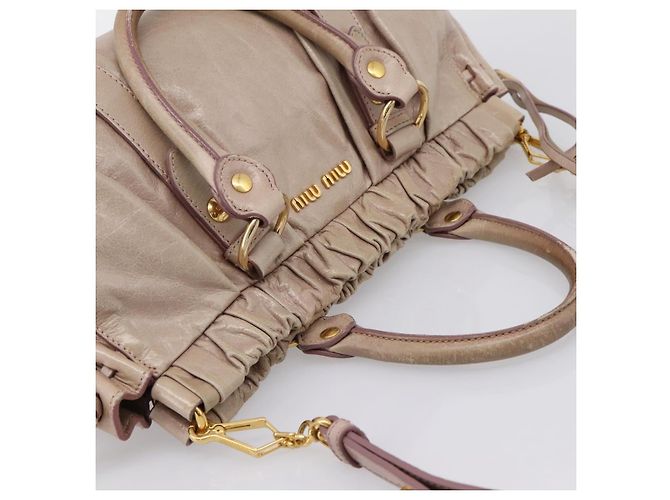 Borsa a mano Miu Miu Vitellolux 2way Beige Gold Auth 199109V D'oro - vista 6