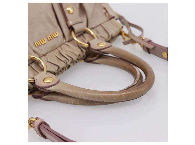 Borsa a mano Miu Miu Vitellolux 2way Beige Gold Auth 199109V D'oro - vista 7