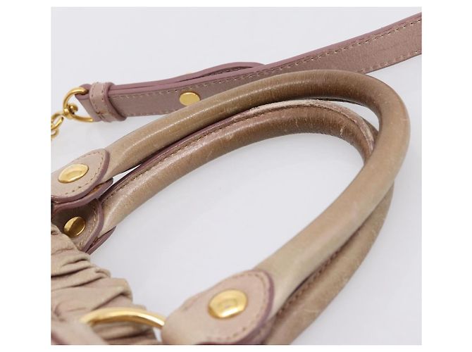 Borsa a mano Miu Miu Vitellolux 2way Beige Gold Auth 199109V D'oro - vista 8