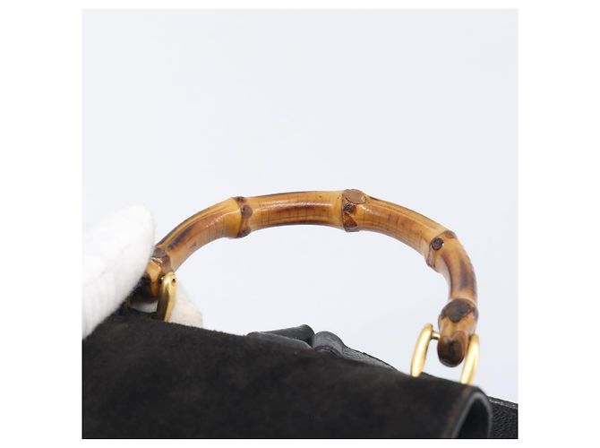 LOUIS VUITTON Sac à dos Bamboo Suede Black Gold 003 1705 0030 LV Auth BA14987 Noir - vue 14