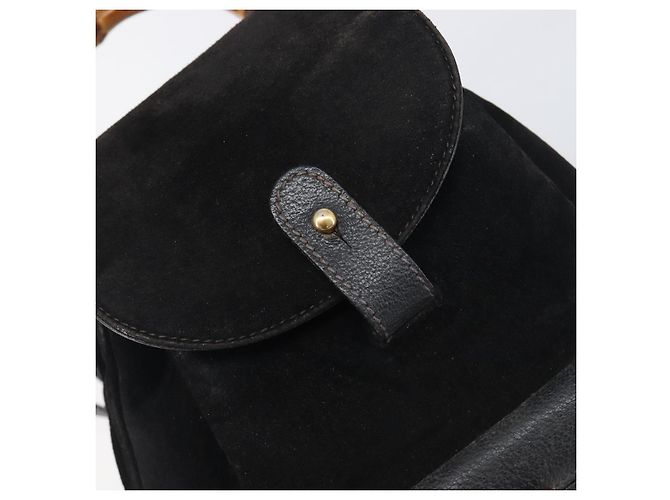 LOUIS VUITTON Sac à dos Bamboo Suede Black Gold 003 1705 0030 LV Auth BA14987 Noir - vue 19