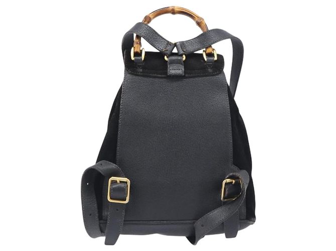 LOUIS VUITTON Sac à dos Bamboo Suede Black Gold 003 1705 0030 LV Auth BA14987 Noir - vue 2
