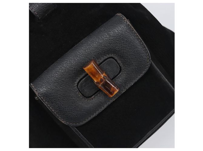 LOUIS VUITTON Sac à dos Bamboo Suede Black Gold 003 1705 0030 LV Auth BA14987 Noir - vue 20