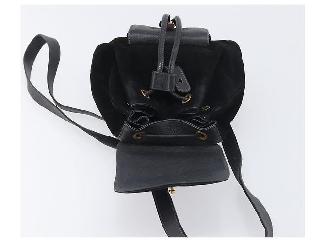 LOUIS VUITTON Sac à dos Bamboo Suede Black Gold 003 1705 0030 LV Auth BA14987 Noir - vue 21