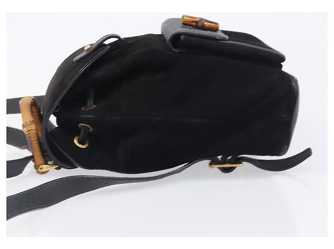 LOUIS VUITTON Sac à dos Bamboo Suede Black Gold 003 1705 0030 LV Auth BA14987 Noir - vue 4