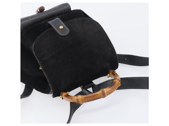 LOUIS VUITTON Sac à dos Bamboo Suede Black Gold 003 1705 0030 LV Auth BA14987 Noir - vue 6