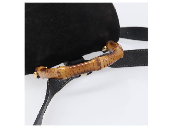 LOUIS VUITTON Sac à dos Bamboo Suede Black Gold 003 1705 0030 LV Auth BA14987 Noir - vue 7