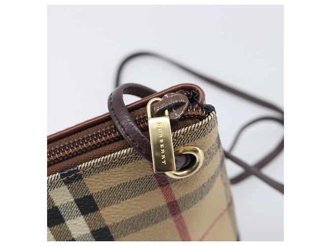 Borsa a tracolla BURBERRY Nova Check PVC Beige Gold Auth 200296 D'oro - vista 10