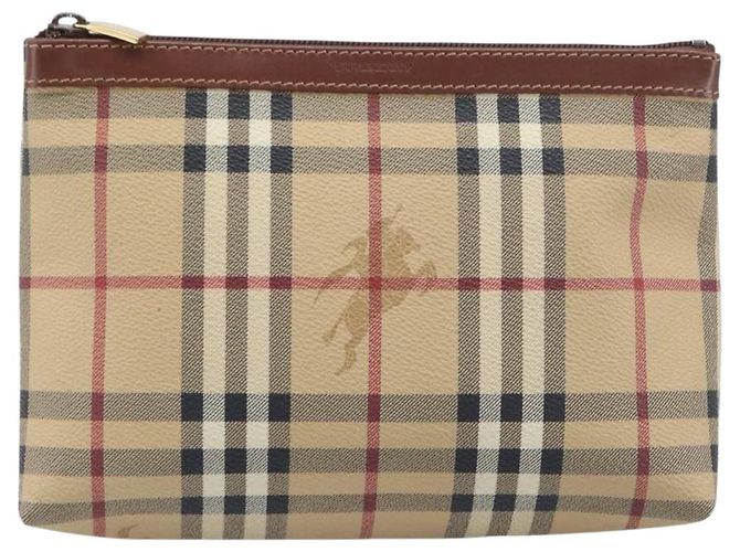 Borsa a tracolla BURBERRY Nova Check PVC Beige Gold Auth 200296 D'oro - vista 13