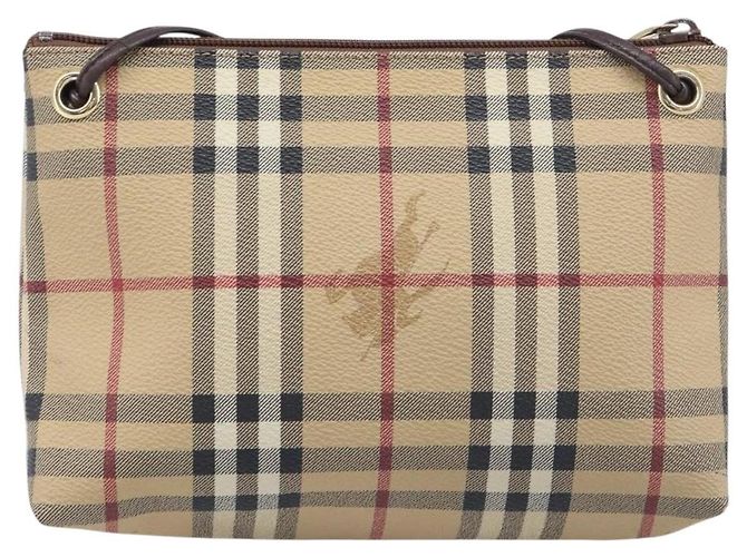 Borsa a tracolla BURBERRY Nova Check PVC Beige Gold Auth 200296 D'oro - vista 2
