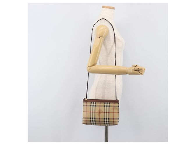Borsa a tracolla BURBERRY Nova Check PVC Beige Gold Auth 200296 D'oro - vista 20