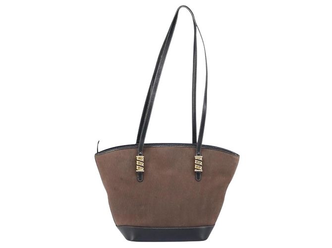 Bolso Tote LOEWE Velazquez de cuero marrón y dorado auténtico 196877 Castaño - vista 2