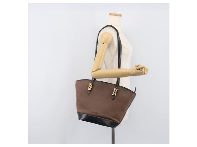Bolso Tote LOEWE Velazquez de cuero marrón y dorado auténtico 196877 Castaño - vista 25